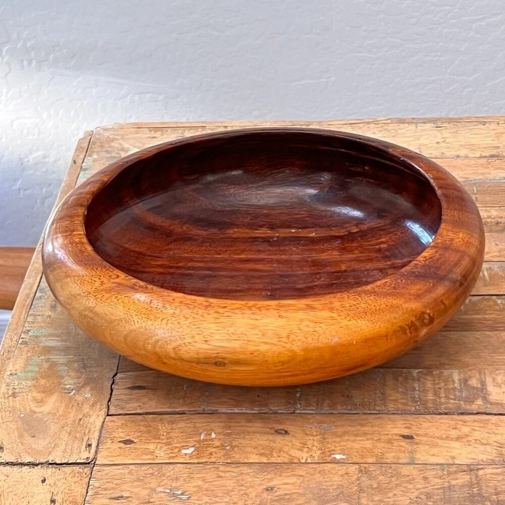 Vintage Solid Wood Bowl 10" MCM Modern - Picture 9 of 12